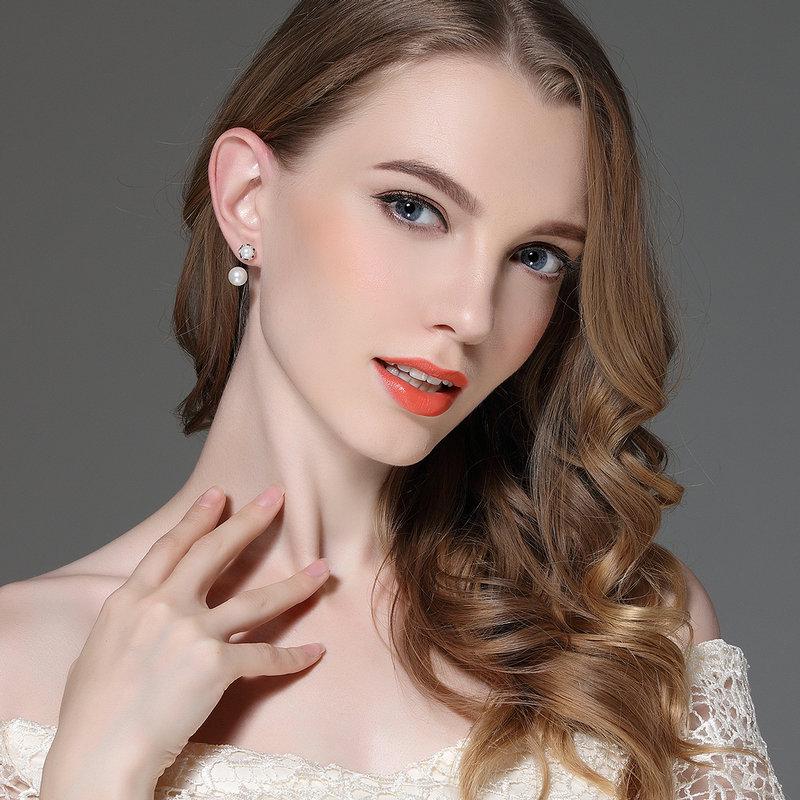 BAMOER New 100% Authentic 925 Silver Simulated Pearls Jewelry Special Style Female Drop Earrings SCE002