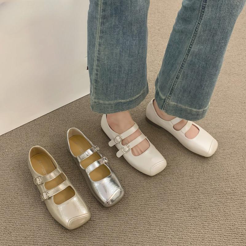 

Retro Square-toed Shallow Toe Flat Single Shoes New Versatile Soft-soled Shoes 35 шампанського