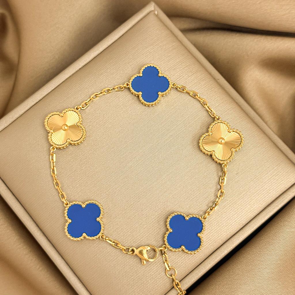 Titanium Steel 15mm Four-leaf Clover Laser-engraved Bracelet Vacuum Plated High Quality Non-fading Women's Bracelet