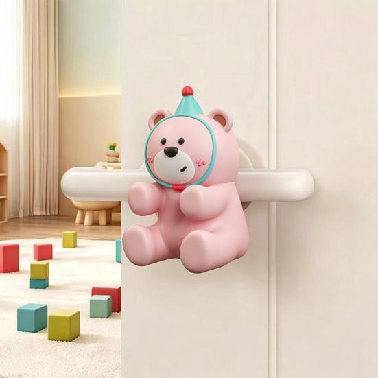 Cartoon Bear Door Bumper Adhesive Free Door Handle Stopper Wall Protector Soft Shock Absorbing Door Stops Anti-collision Pad Decorative Cushion