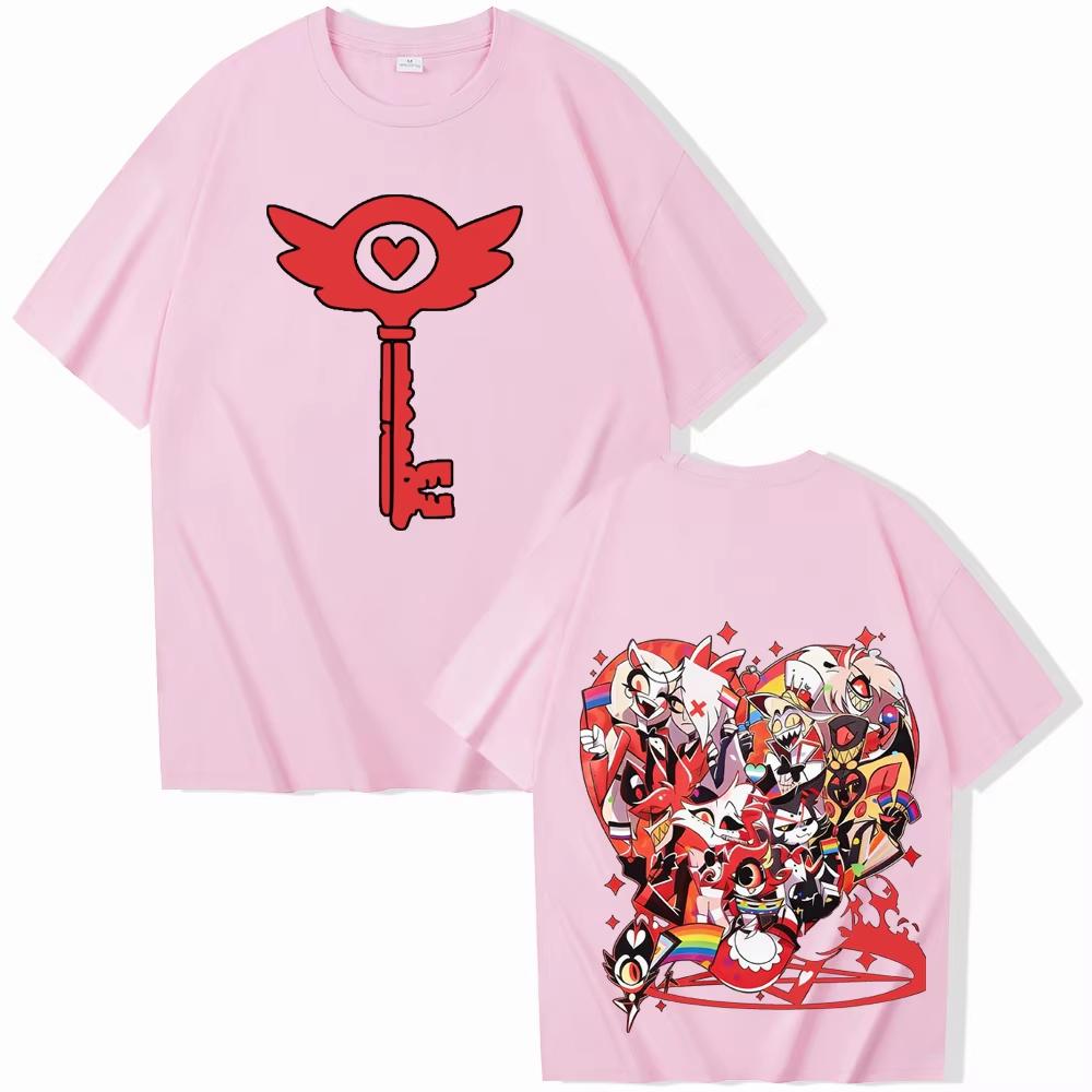 T-shirt en Coton Pur Hazbin Hotel, Style Vintage pour Homme, Succès 2026, T-shirt d'Été Court à Manches Courtes Lâche Unisexe Harajuku