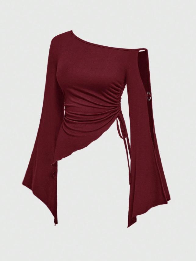 Elegant Asymmetrical Off-Shoulder Patchwork Women's Top - Autumn/Winter 2026 Collection