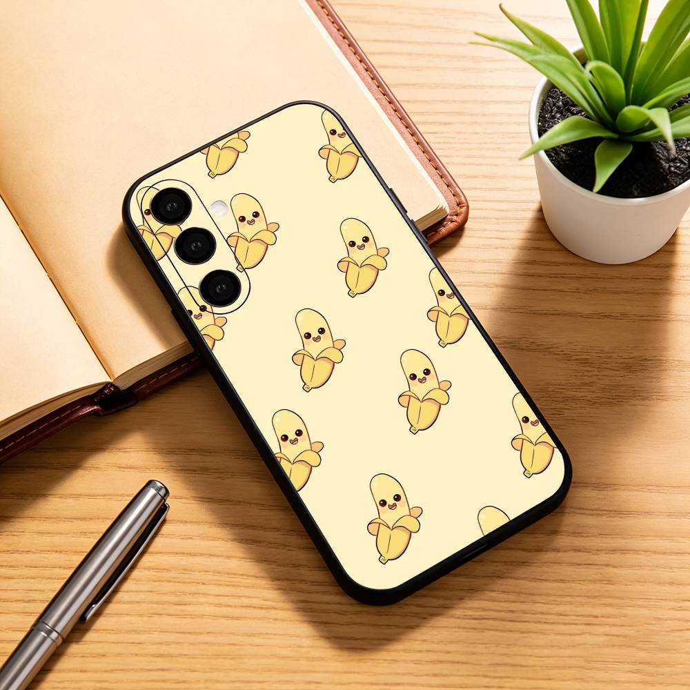

cute banana fruit pattern Phone Case Black Silicone Soft For Samsung Galaxy A73,A72,A71,A70,A53,A52,A51 Samsung a22 5g