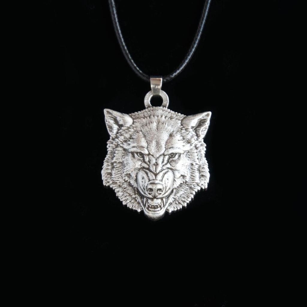 Nordische Mythologie Wolfskopf Halskette für Männer Punk Charm Schmuck Geschenk Wikinger Stil