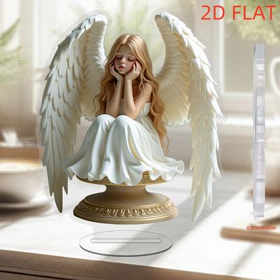 2D Flat Acrylic Sleeping Angel Decoration, No Need for Batteries/electricity, Unique Indoor/outdoor Decoration, Multi-purpose Traditional Style,