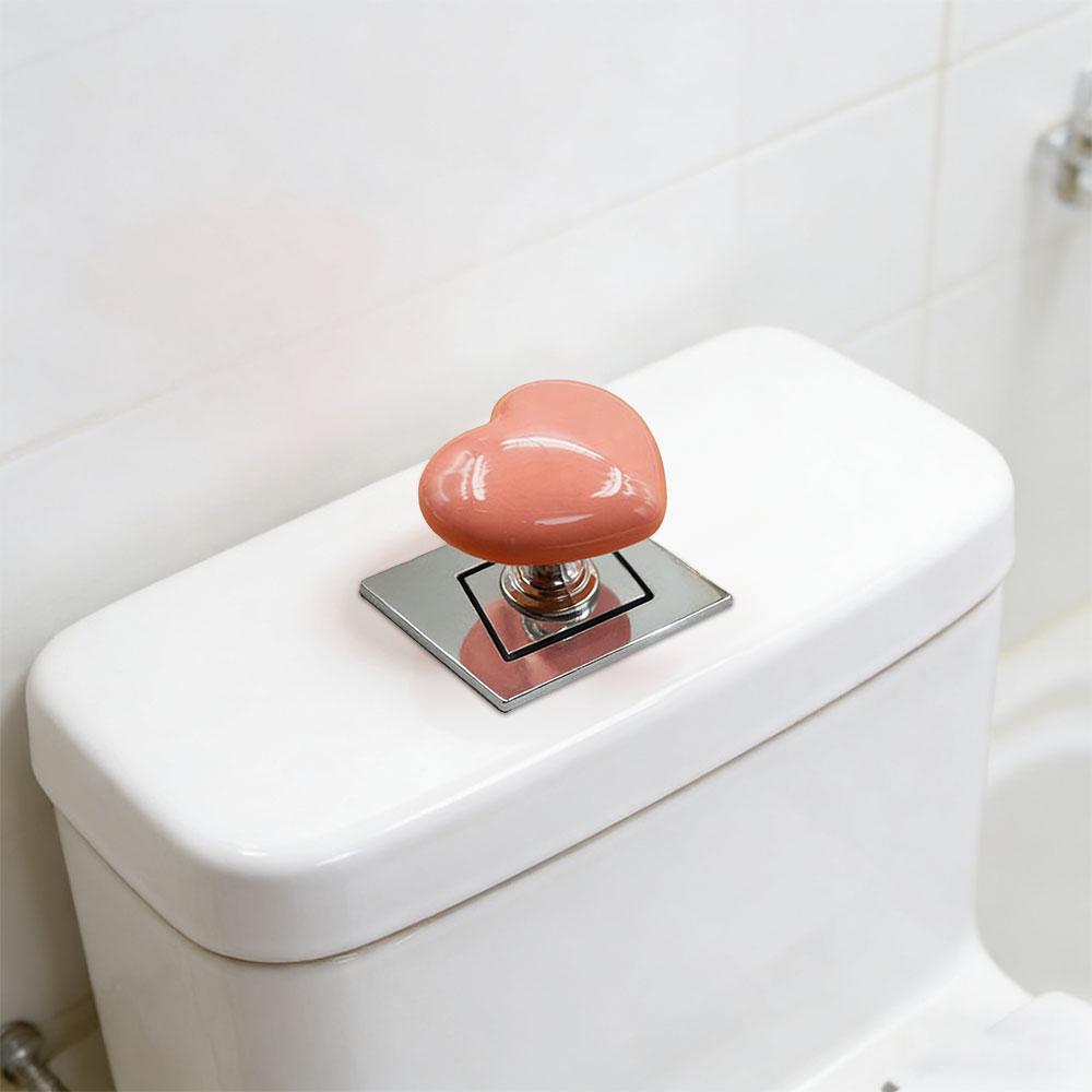 4pcs Heart Shape Toilet Presser Love Toilet Press Button Bathroom Water Tank Buttons Push Switch Bathing Room Decor Nail Protect
