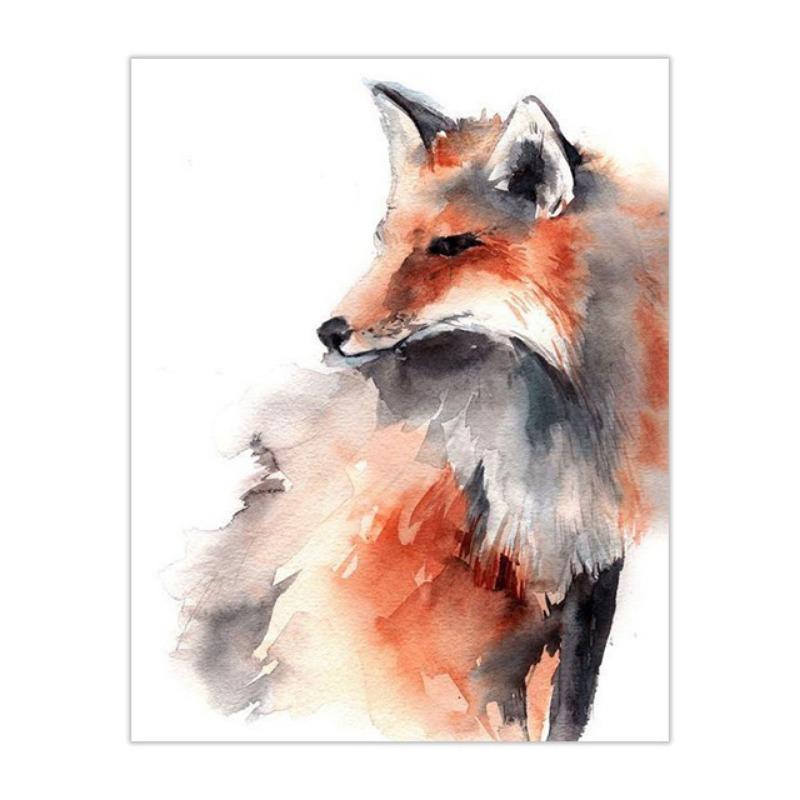 

Абстрактный акварельный постер с лисой, мультяшная современная настенная картина с животным, принт на холсте для гостиной, домашний декор, живопись, cuadros 21cm×30cm NoFrame