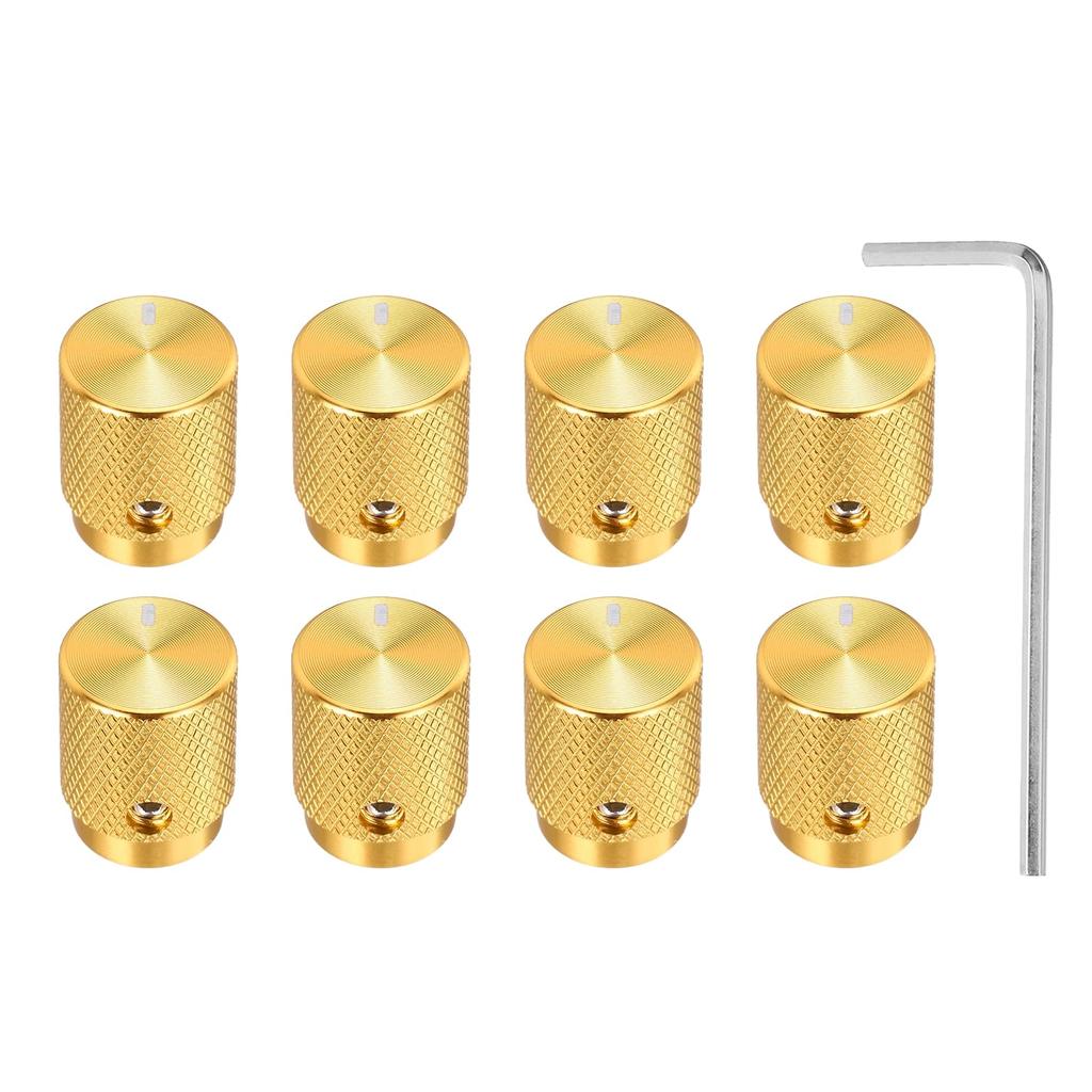 uxcell Set Aluminum Potentiometer Inner Diameter x Outer Diameter x Universal Control Knobs for Guitar and Oval Gold Finish 8-Piece Knobs, 1/4" (6mm)