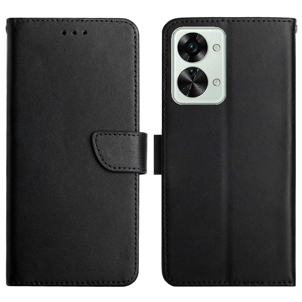 For OnePlus Nord 2T 5G Genuine Leather Case Nappa Texture Stand Wallet TPU Full Protection Cover