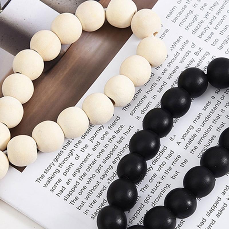 Ramadans Wood Beaded Garlands Acrylic Moon Pendant Wall Hanging Ornament with Tassels For Islamic Festives Home Decorations