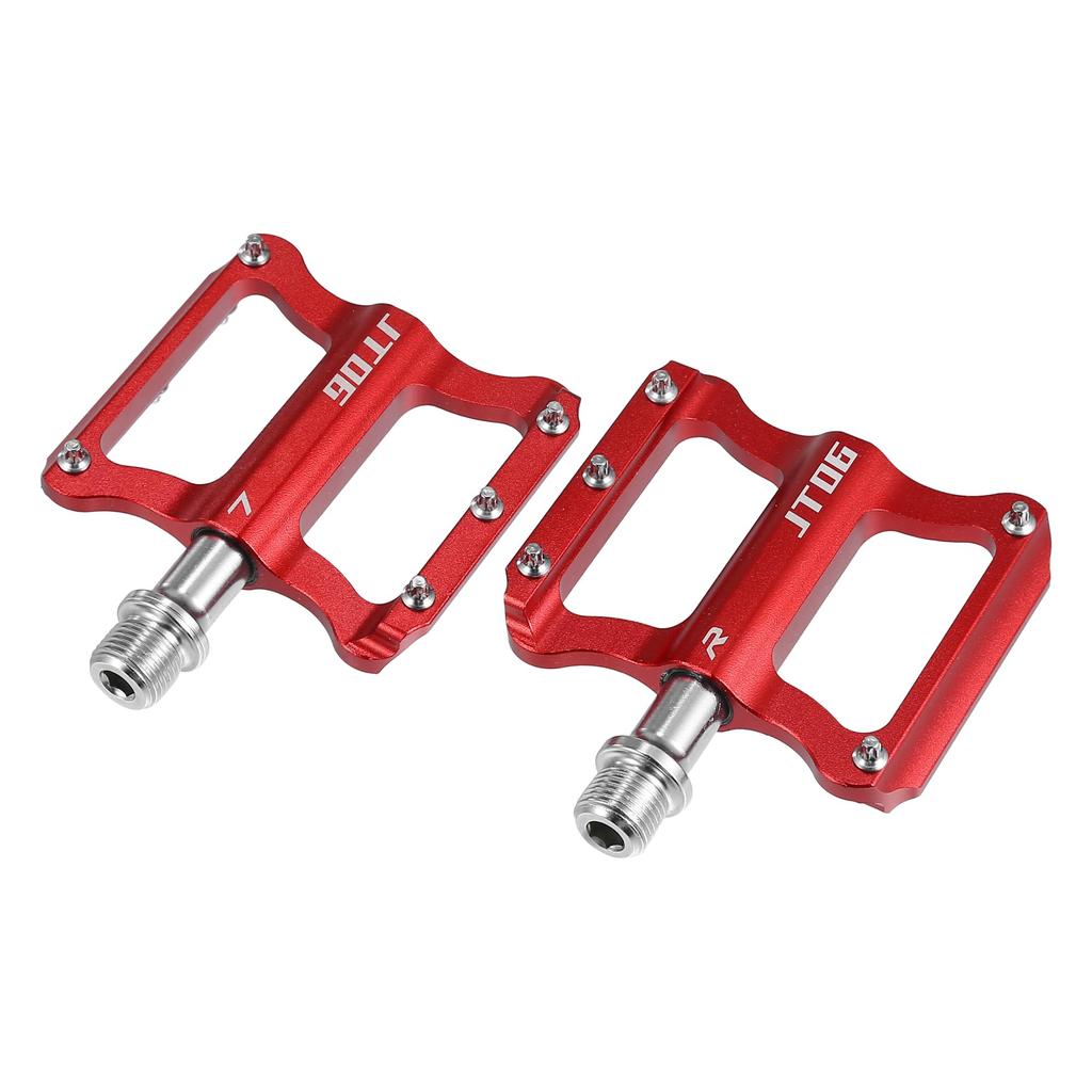 X AUTOHAUX Aluminum Alloy Rear Foot Flat Universal Compatible with 1 Pair Pegs, Pedals, Footrests, Replacement, Red, 9/16" Axles, BMX, MTB, Bikes,