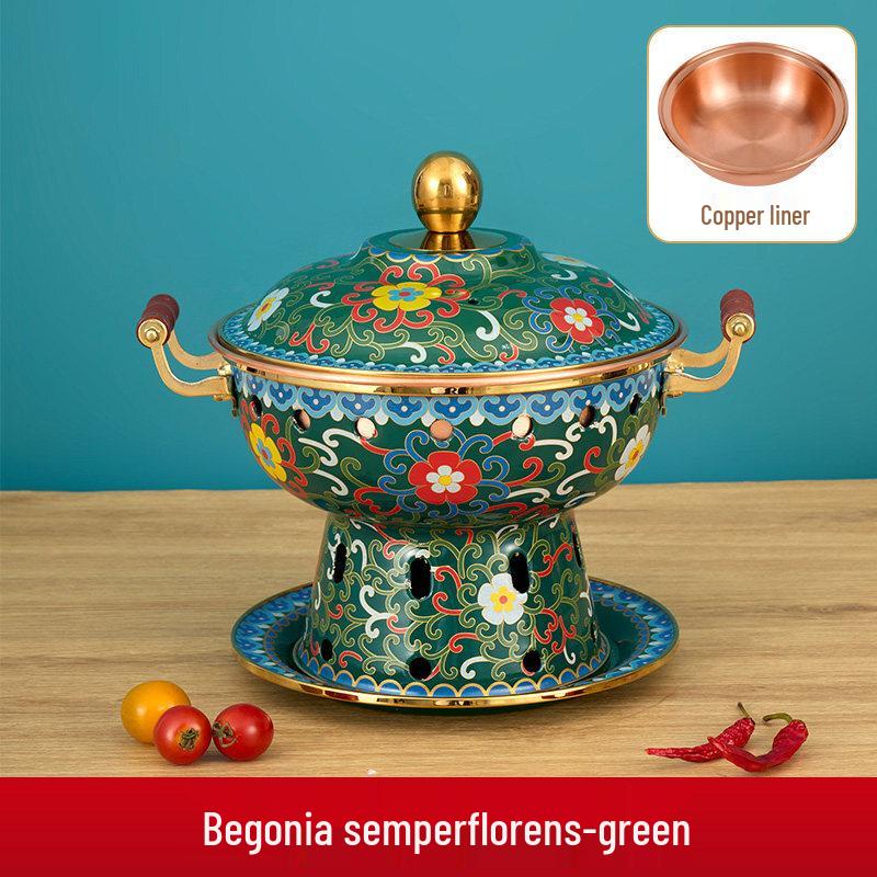 Cloisonné Pure Copper Enamel Personal Hot Pot
