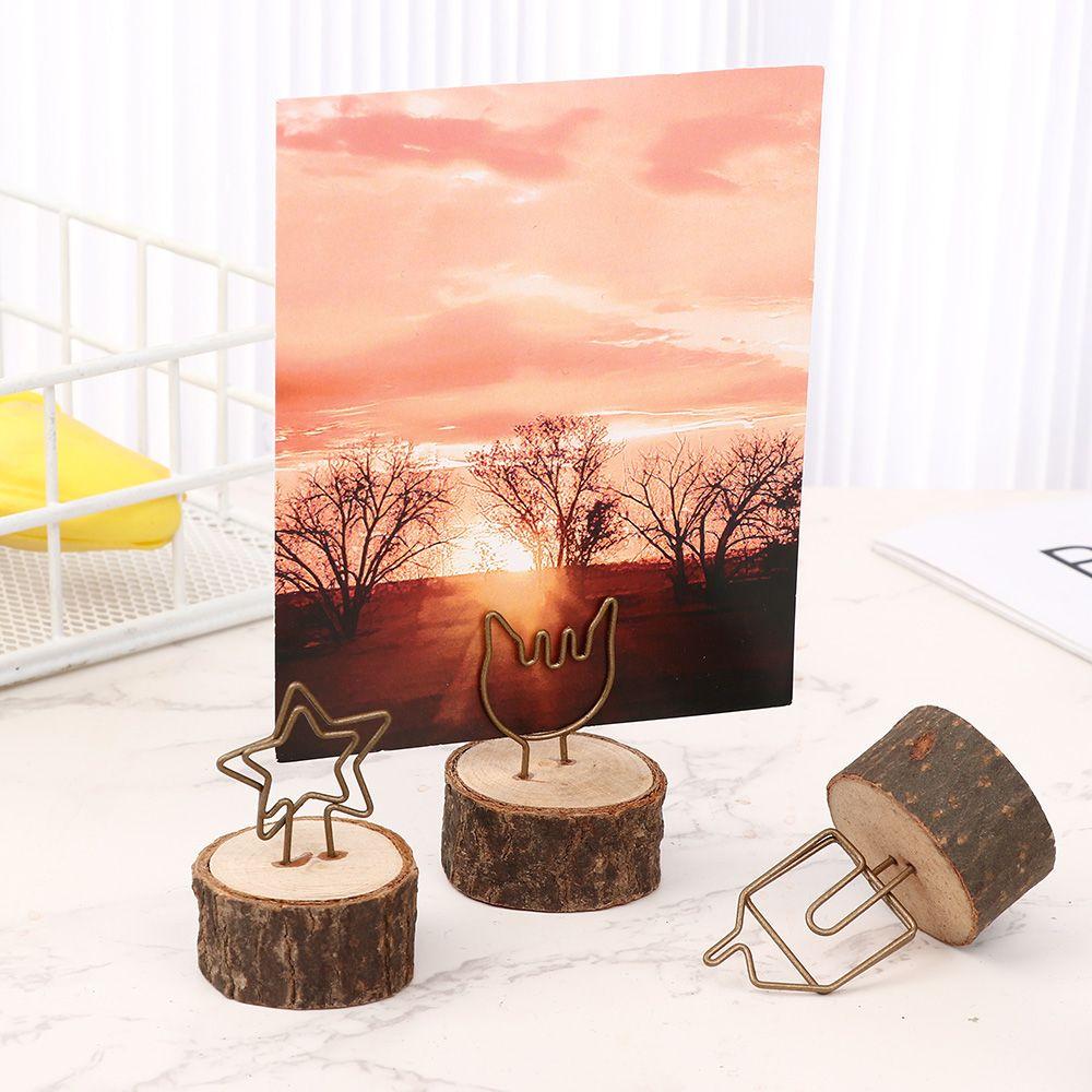 Desktop Decoration Wedding Supplies Table Numbers Holder Wooden Paper Clamp Photos Clips Picture Frame Clamps Stand Place Card
