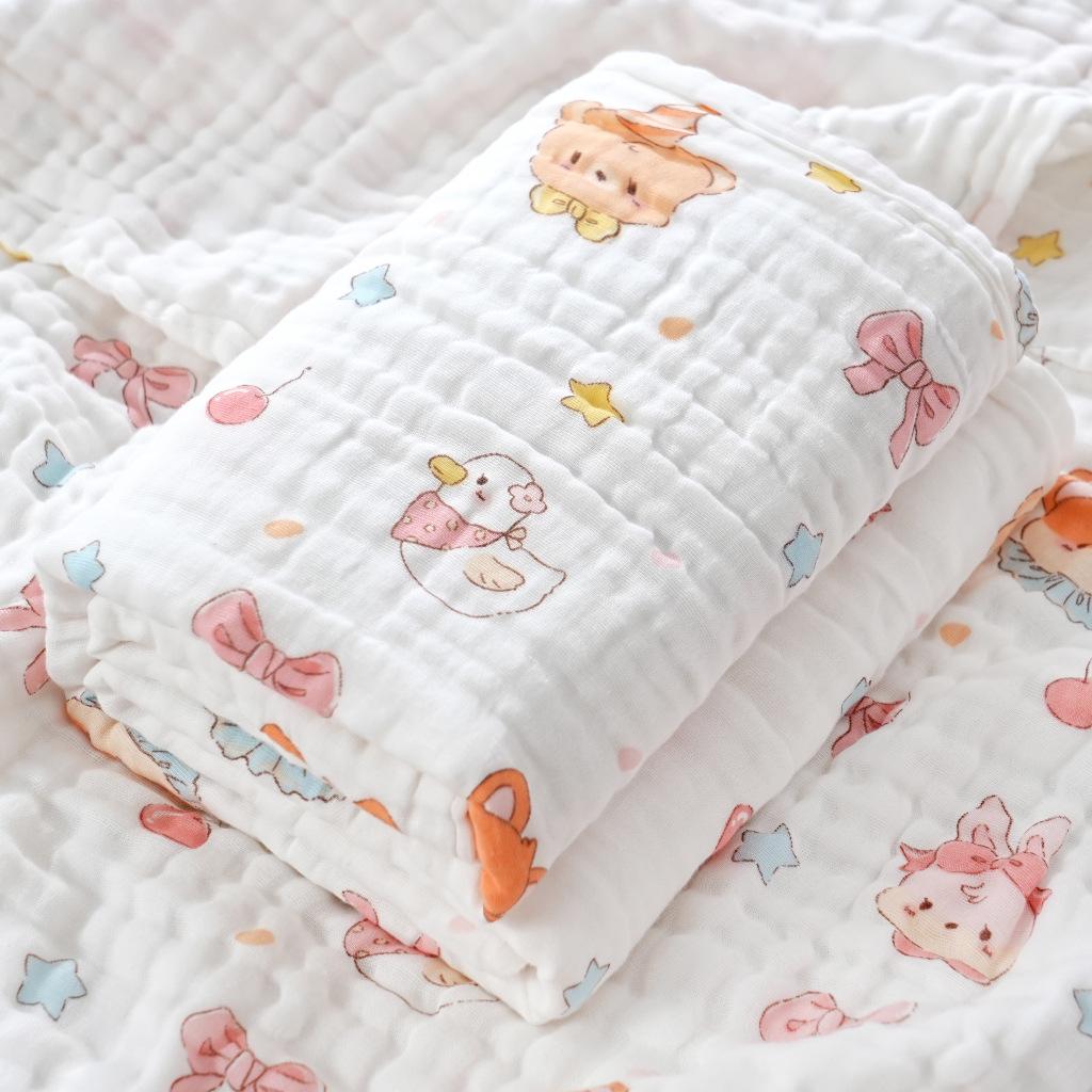 High-Density Six-Layer Pure Cotton Baby Bath Towel and Swaddling Blanket for Newborns and Children