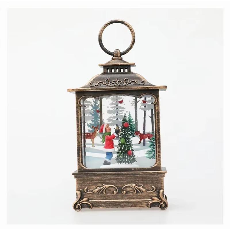 2024 Lighted Christmas Snow Globe Lantern Battery Operated LED Night Light with Hook Christmas Tree Ornaments Gift Ideas 1pc