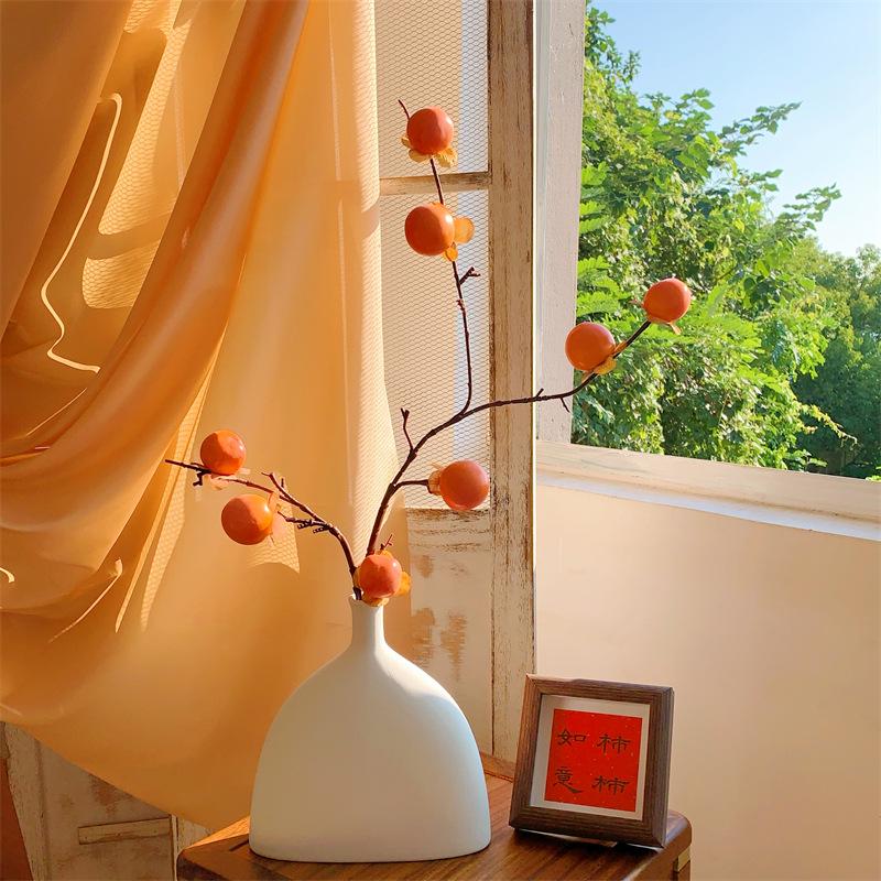 Artificial Red Persimmon Bouquet Ornament for Living Room Decor