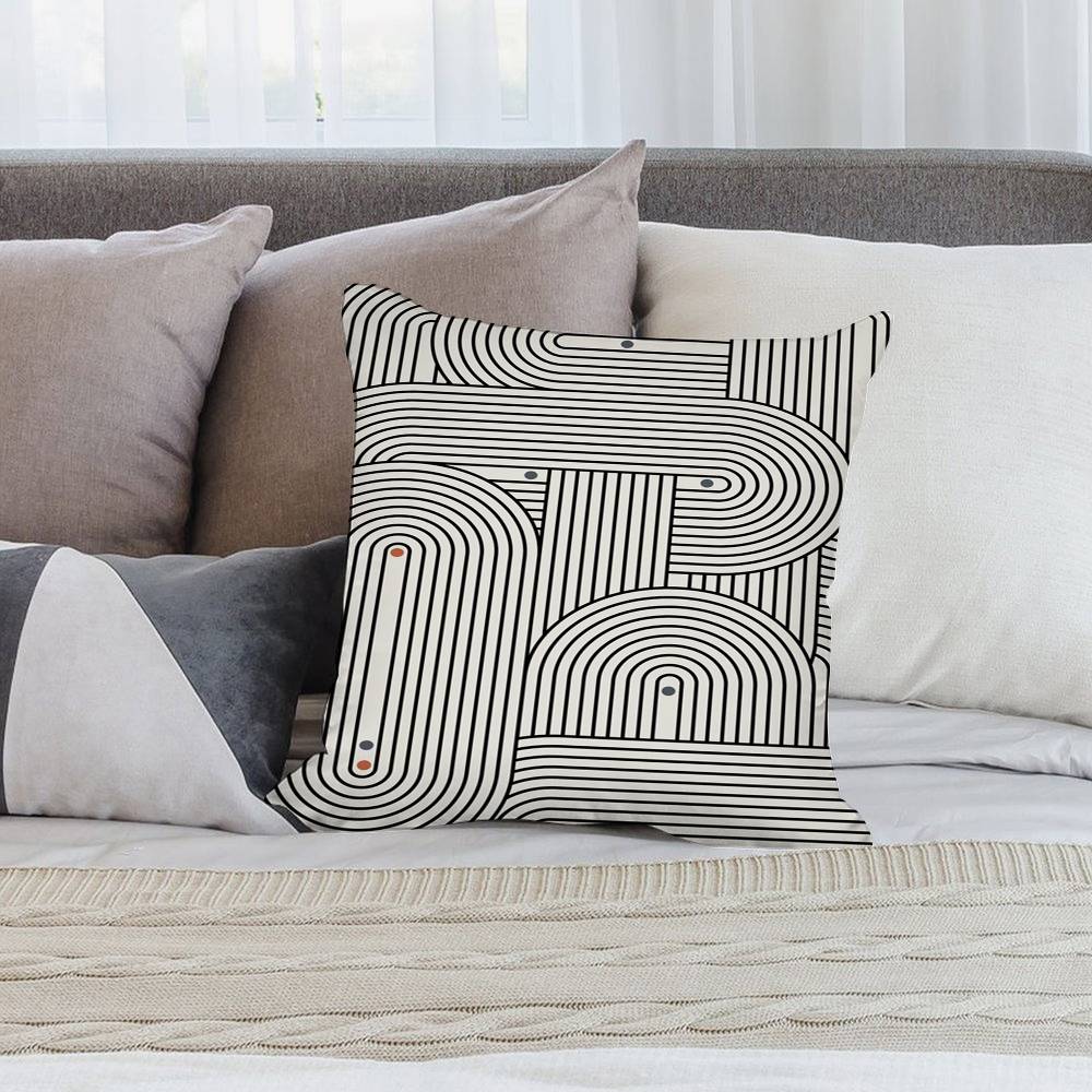 Abstract Art Line Pillow Case Short Plush Double-Sided Print Square Throw Pillow Covers Sofa Home Cushion Decor