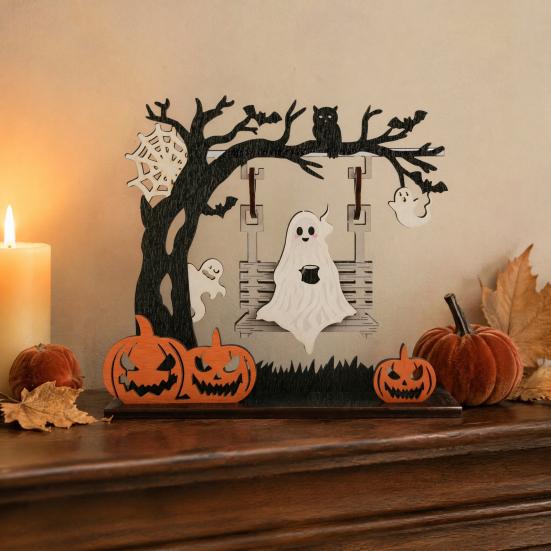 Holiday Party Table Centerpieces Funny Halloween Desktop Swing Decor, Spooky Home Decor for Living Room Decorations Tabletop, Gothic Fall Themed
