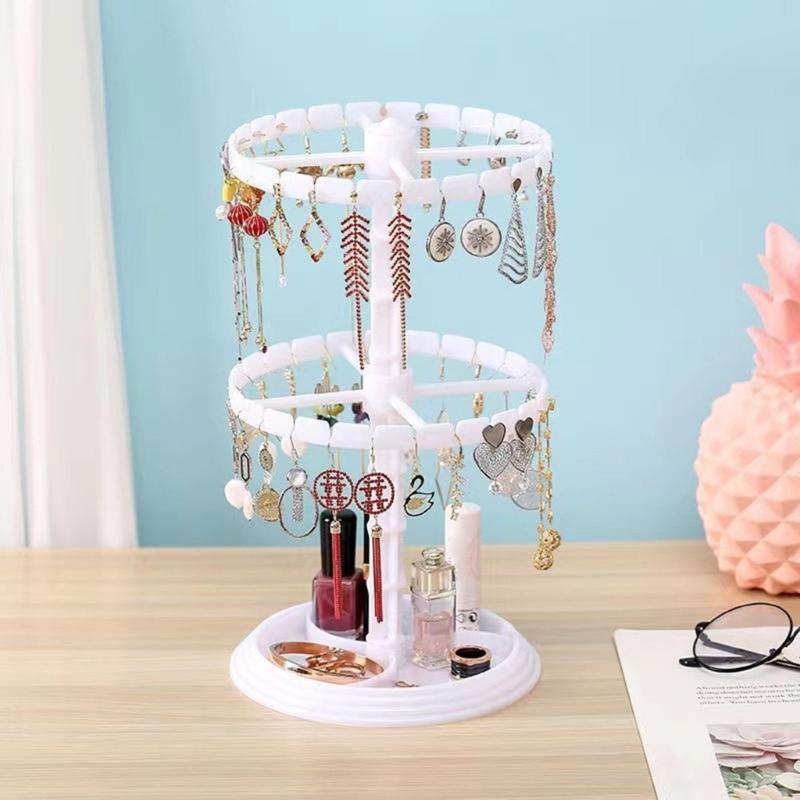 Rotating Earrings Display Stand Versatile Clear Jewelry Organizer Shelf Three Layer Rotating Jewellery Exhibition Rack
