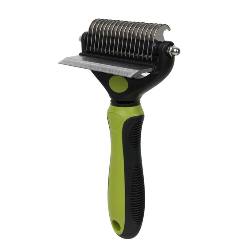 2-in-1 Professional Pet Cat Hair Remover Fur Knot Cutter Durable Stainless Pet Deshedding Brush Dogs Grooming Shedding Supplies