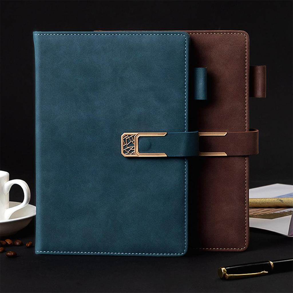 A5 Buckled Leather Student Subject Notebook, Business Notepad, Meeting Record Book, Thickened Diary, Travel Log, 120 Sheets 240 Pages