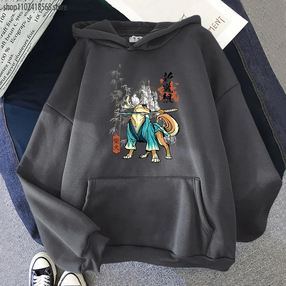 Ramen Shiba Hoodies Women Kawaii Samurai Dog Shinsengumi Shibas Sweatshirt Mens Clothing Fleece Pullovers Clothes