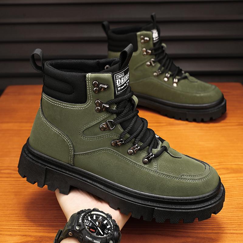 

New Men s Classic Autumn And Winter Fashion High Top Thick Sole Skateboarding Shoes Comfortable Soft Sole Basketball Sneakers 44 зелений