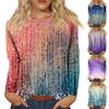 Women's Casual Long Sleeve Floral Print Pullover Top Crew Neck Lightweight Comfortable Fit for Everyday Wear
