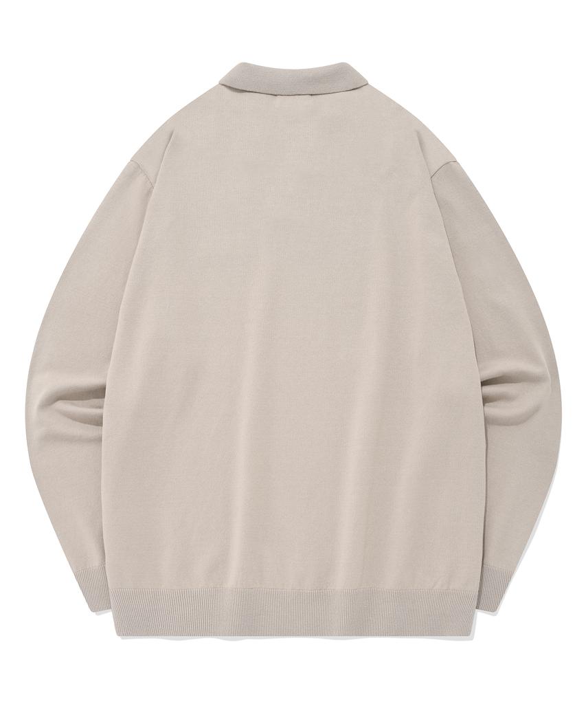 COVERNAT Basic Collared Knit Beige