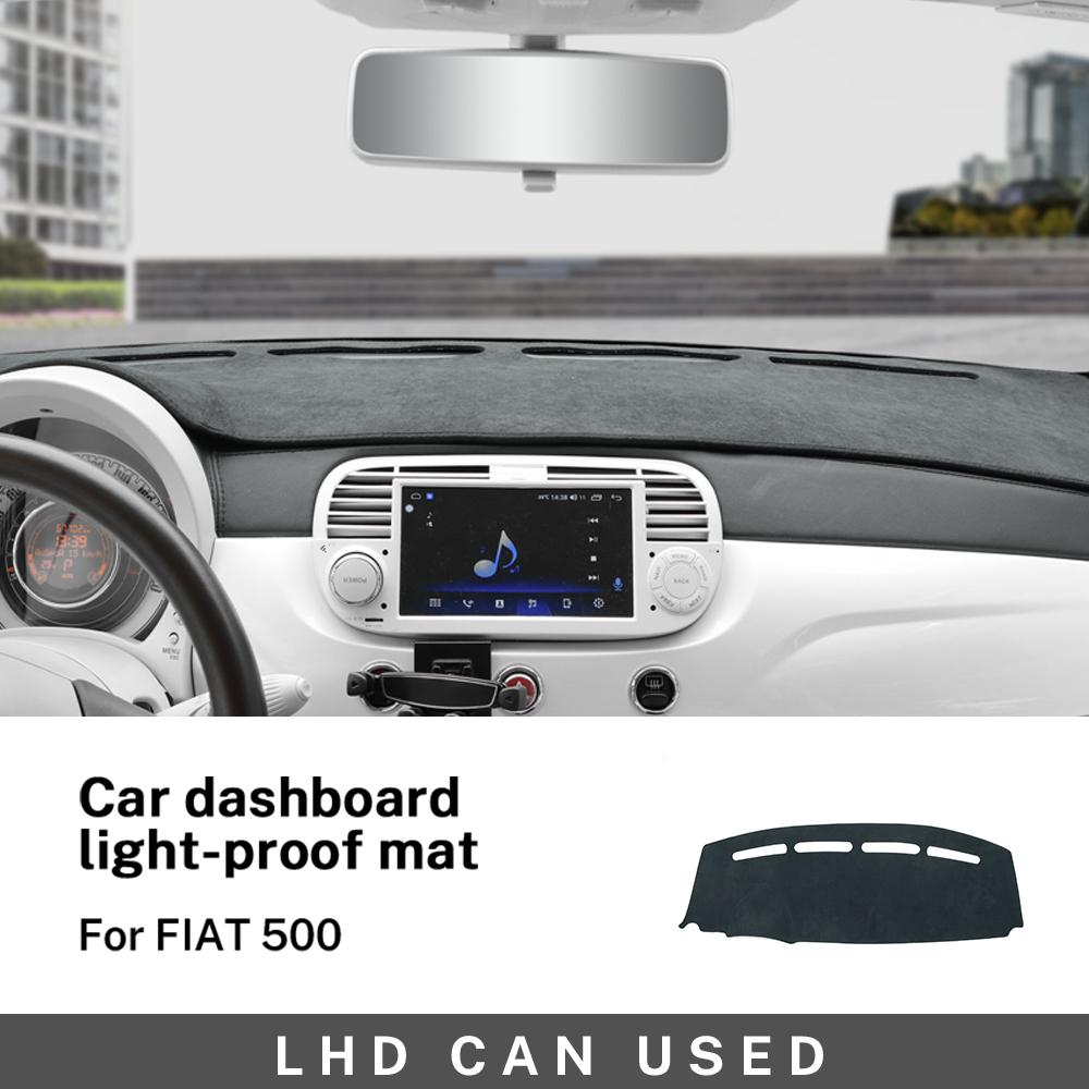 Flannel Dashmat For Fiat 500 2008-2025 Abarth 595 2012 2013 2014 2015 2016 2017 2018 2019 2020 2025-2025 Sunshade Mat Carpet Pad