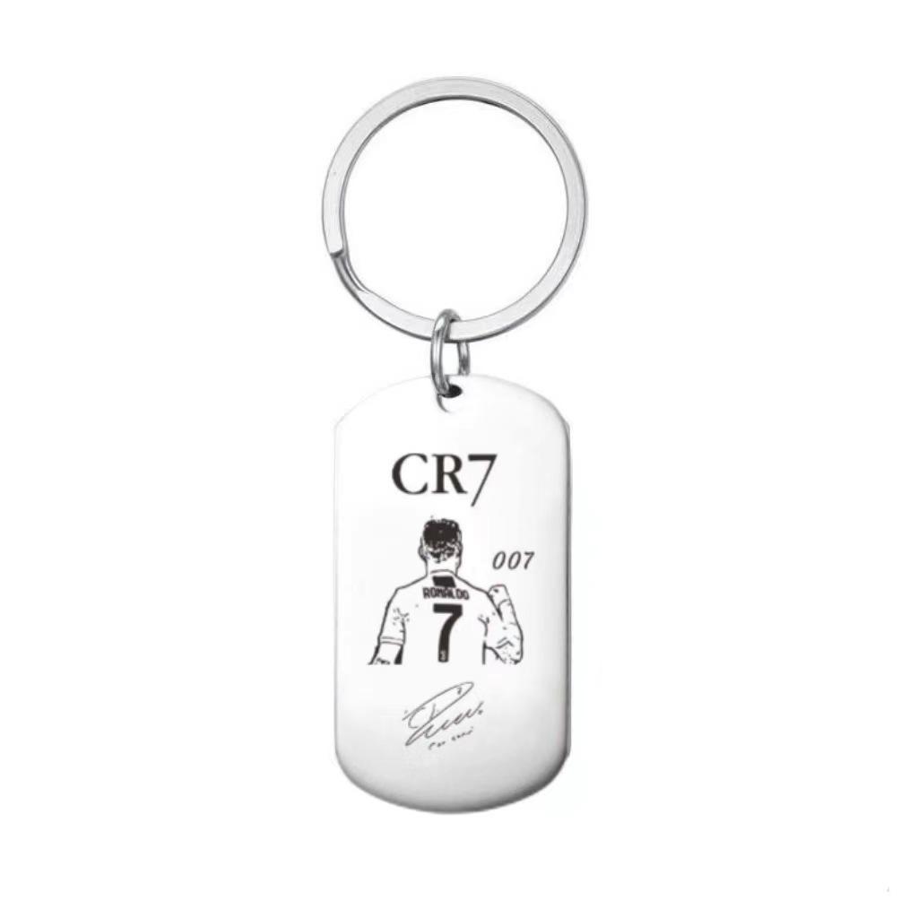 World Cup Stainless Steel Keychain: Cristiano Ronaldo & Messi Football Gift Pendant
