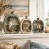 Massivholz Schreibtischfigur Rustikales Holz Kürbis Ornament Leuchtturm/Segelboot/Haus Dekoration Einweihungs Souvenir Geschenk für Herbsternte