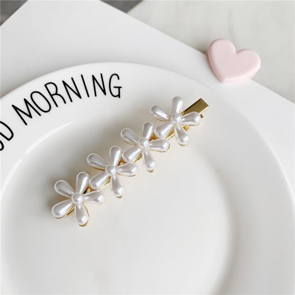 French Girl Mini Pearl Flower Hairpin, Korean Chic Gentle Retro Bangs Hairpin Hair Accessories