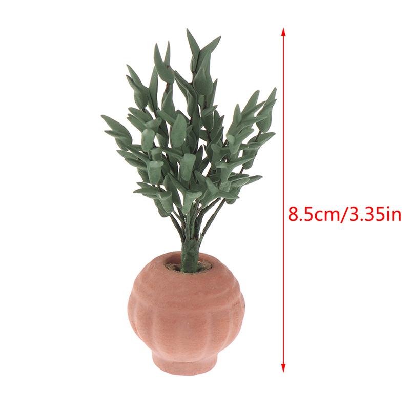 Dollhouse 1:12 Miniature Rose Tulip Hyacinths Sunflower Fruit Tree Potted Green Plant Flower Tree Plants Bonsai Model Home Decor