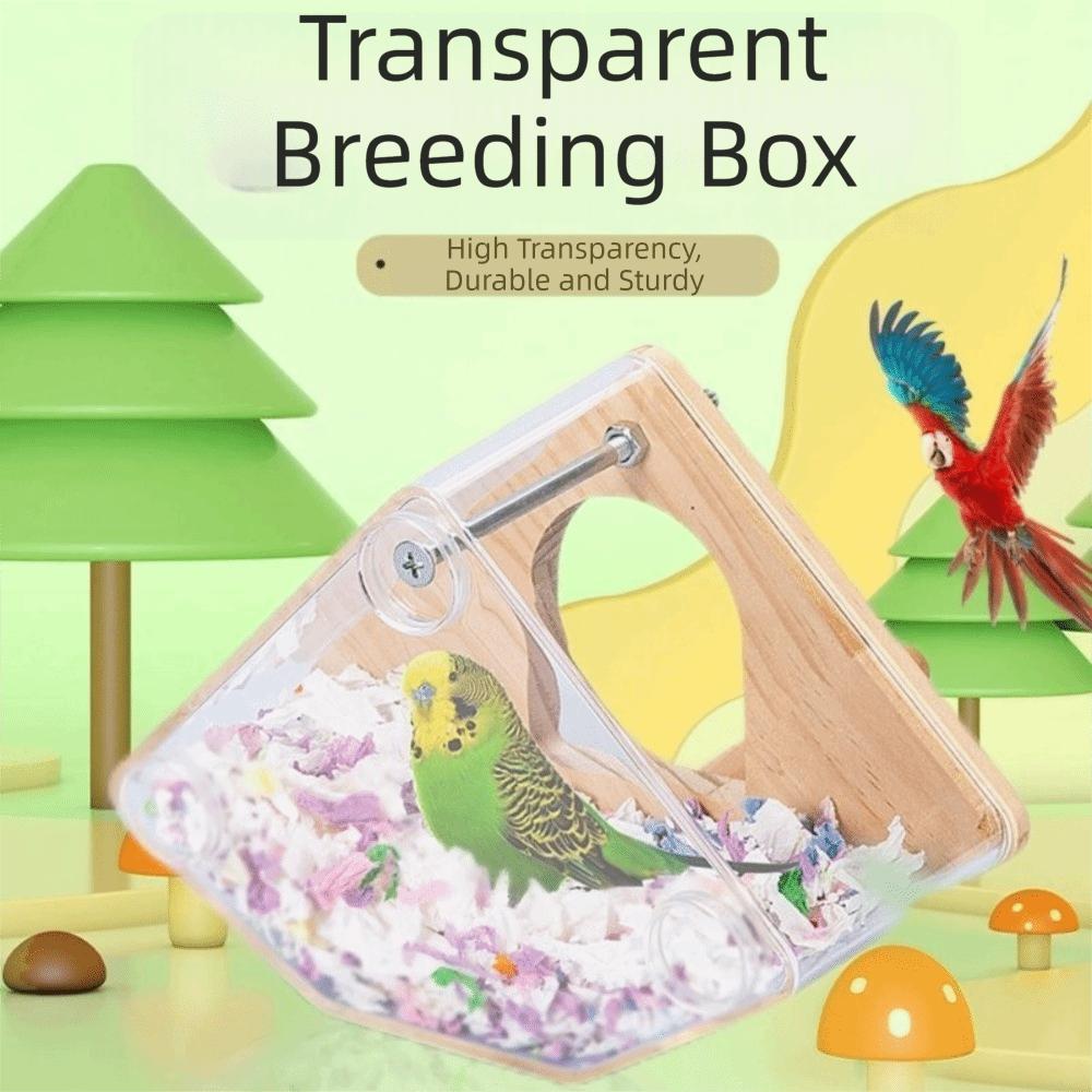 Transparent Parakeet Nesting Box Breathable Visible Bird Breeding Box with Perch Odor Resistant Bird Cage House Breeding Season