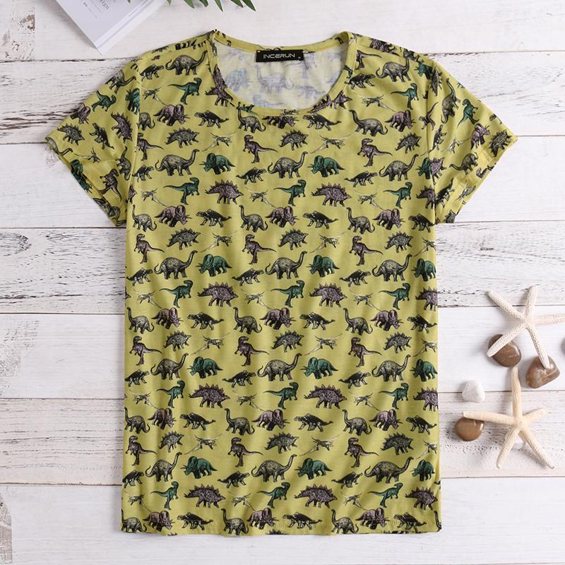 Men Dinosaurs Printed Tshirt 2019 Summer Tops Cartoon Tshirt Hipster Cool Tee Shirt Mens