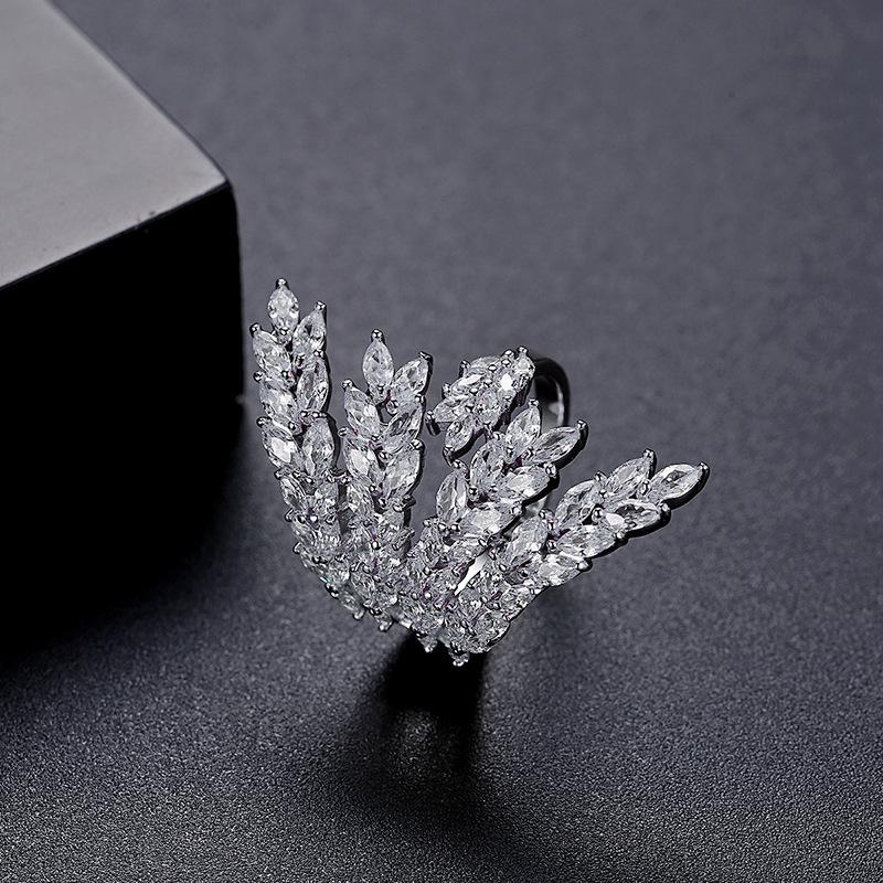 

Кольцо Jinse Golden Wheat с инкрустацией из циркония и меди, регулируемое - элегантные европейские и американские украшения для женщин Adjustable Open