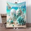 Themed Beach Scene 3D Print Flannel Blanket, Soft Warm Throw Blanket Nap Blanket For Couch Sofa Office Bed Camping Trave Blanket