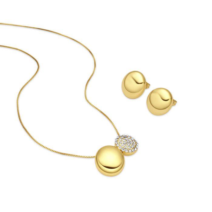 Schmuckset - LUXENTER - Mupio - Funkelnder kubischer Zirkonia - 18K Gelbgold-Finish - Vergoldete Metalllegierung