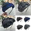 High Skull Hairhoop Lace Bowknot Sequined Hat Women Formal Event Hair Covering