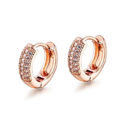 Women Rose Gold Color Zircon Circle Earrings Artificial Diamond Luxury Hoop Earrings ADM
