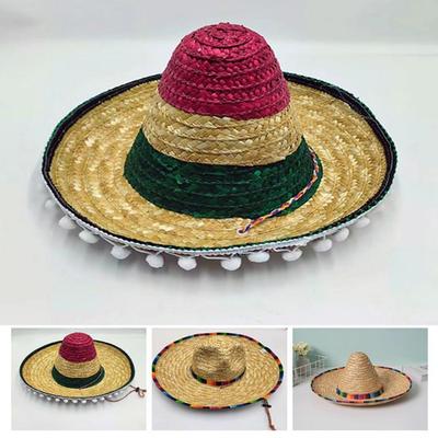 Unisex Mexican Beach Hat 58~60cm Sun Protection Hat Fishing Straw Hat  Men Women Outdoor