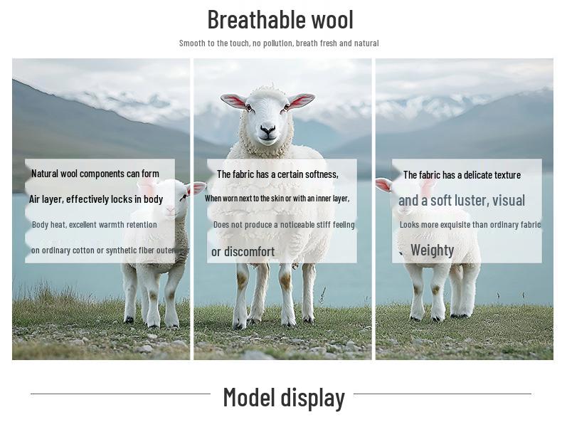 Men's Long Wool Coat with Suit Collar and Thick Cotton Lining