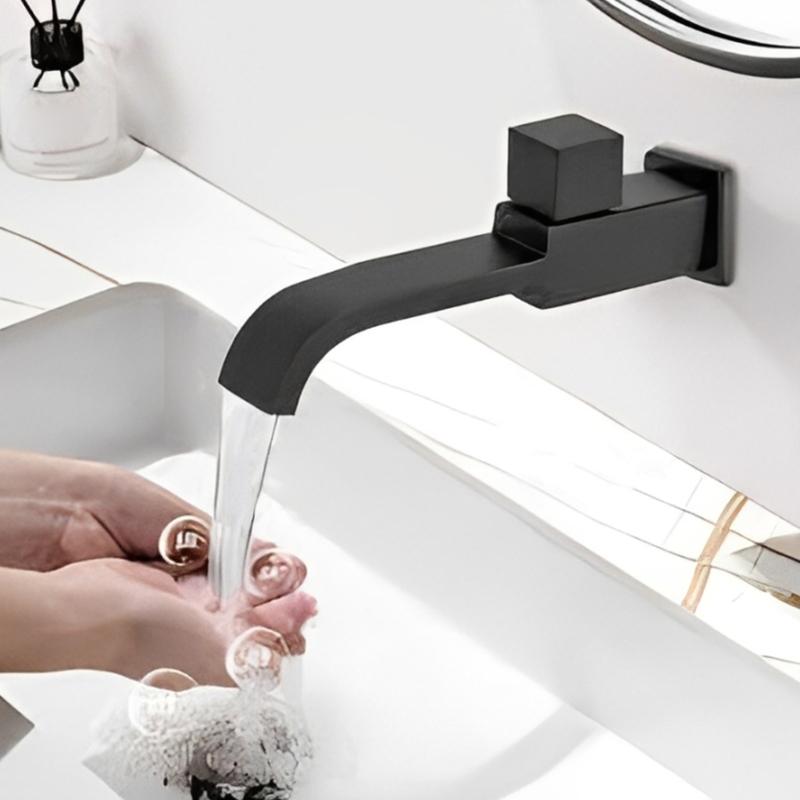 Single Handle Wall Mounted Copper Faucet Easy Installation Heat Resistant Coating Tap for Bathroom Basins Kitchen Sink