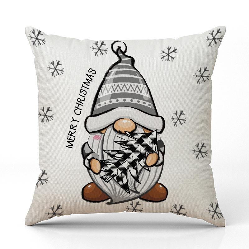 

New Christmas Cartoon Christmas Pillowcase Linen Print Pillowcase Festive Room Sofa Decoration Cushion Cover
