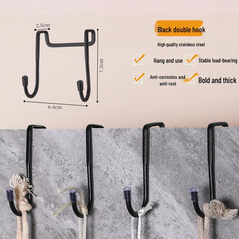 

Stainless Steel S-Shaped Hooks: No-Punch Multi-Purpose Hanging Hooks for Kitchen, Bathroom, and Dormitory. чёрный