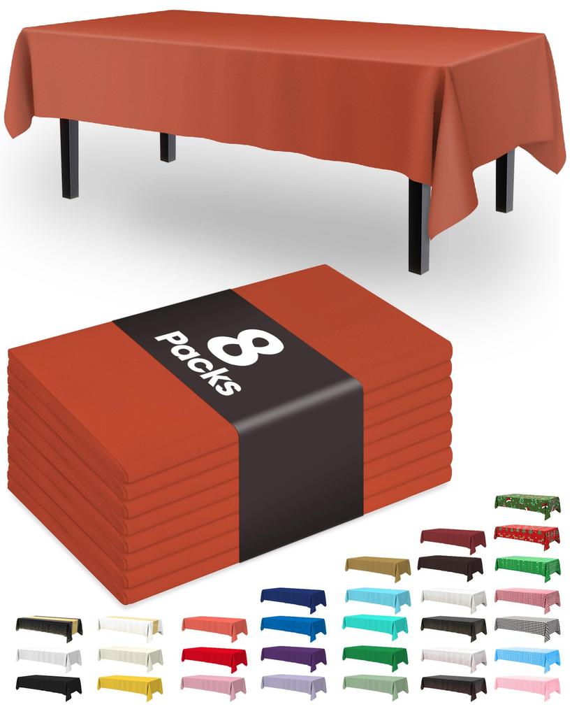 Pureegg Plastic Table Cloth Disposable 8 Pack, 54 x 108 Inch Table Cloths, Graduation Decorations Class of 2025, Graduation Party Tablecloths,