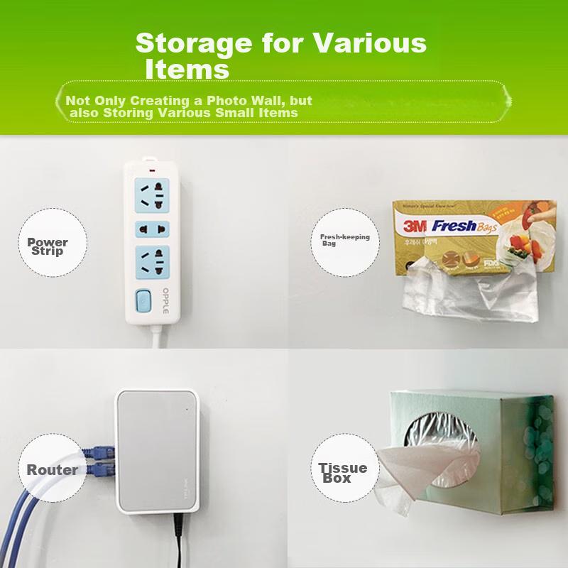 3M Invisible Magic Hooks, Strong Adhesive Wall Hooks, No-Nail Wall Picture Hanging System, Large Size, White, 4 Sets