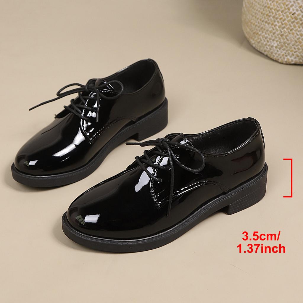 British style small leather shoes women's new lace-up foreign trade large size loafers spring retro single shoes