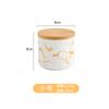 Modern Gold Plated Marbled Ceramic Jar with Wood Lid Kitchen Spice Grain Tank Candy Nut Tank Sealed Storage Jar Gift Home Decor